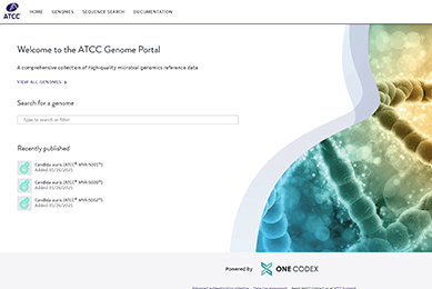 screenshot of ATCC Genome Portal