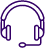 Purple icon of a headset with microphone