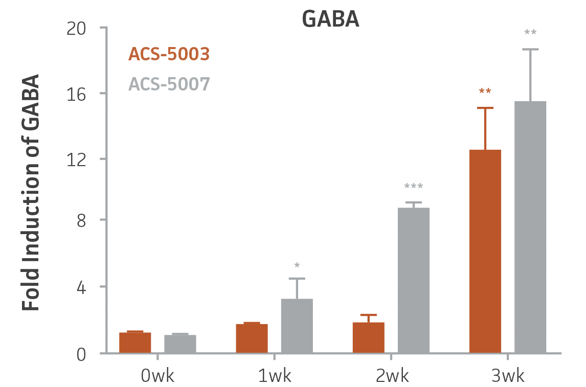 Bar chart labeled Fold Induction of GABA