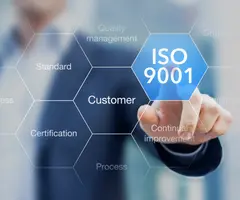 ISO 9001 standard for quality management of organizations with an auditor or manager in background