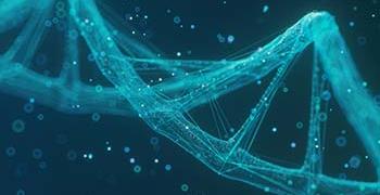 3D illustration of a DNA strand in blue