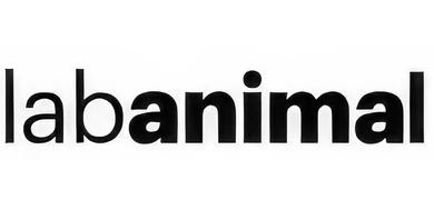 The image features the word "labanimal" in bold black typography centered on a white background. It appears to represent branding or a title related to laboratory animals or research.