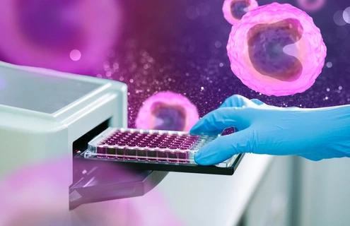 ELISA plate to measure OD with microplate reader. Microtiter plate (96 well) reader for biochemistry analysis.