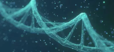 Abstract 3d polygonal wireframe DNA molecule