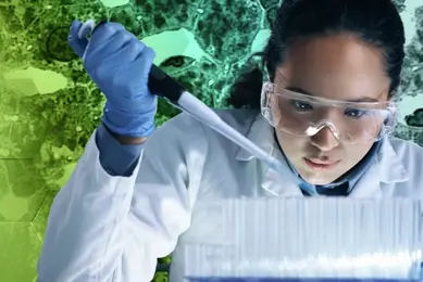 Female scientist conducting an experiment lab.