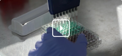 Scientist analyzing data on a tablet