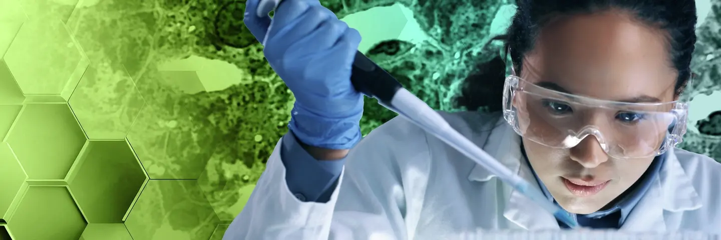 Female scientist conducting an experiment lab.