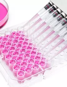 Multi channel pipette and 96 well transparent plate for cell based assay